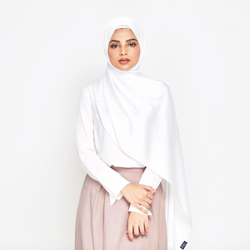 Royale Satin Shawls in Pearl White